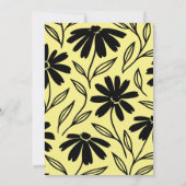 ブラックインクデイジーイエローボホブライダルシャワー 招待状 (裏面)