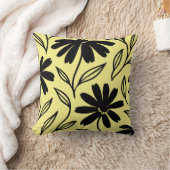 ブラックインクデイジーイエローボホ クッション (ブランケット)