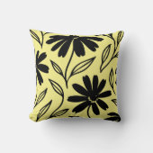 ブラックインクデイジーイエローボホ クッション (正面)