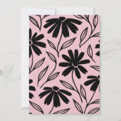 ブラックインクデイジーピンクボホブライダルシャワー 招待状 (裏面)