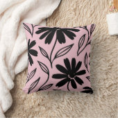 ブラックインクデイジーピンクボホ クッション (ブランケット)