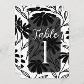 ブラックインクデイジーボホテーブル番号 招待状 (正面/裏面)