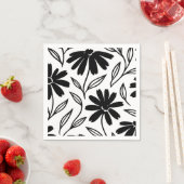 ブラックインクデイジーボホブライダルシャワー スタンダードカクテルナプキン (インサイチュ)