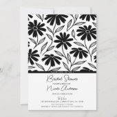 ブラックインクデイジーボホブライダルシャワー 招待状 (正面)