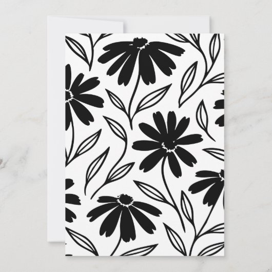 ブラックインクデイジーボホブライダルシャワー 招待状 (裏面)