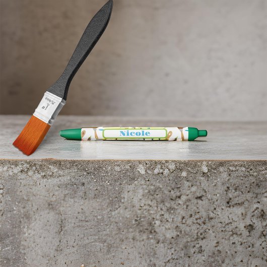 ブラックインクペンで名前を付けたペイントブラシパターン 黒ボールペン