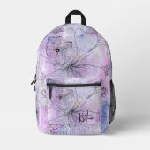 ブラックインクボタニカルオンソフトパステルウォーター色 プリントバックパック (正面)