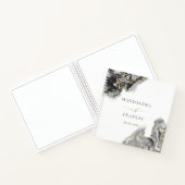 ブラックインクマーブルズ結婚ゲストブック ノートブック (内部)