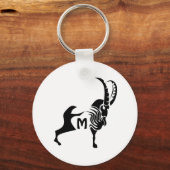 ブラックインクモノグラムのダークシルエットラム キーホルダー (正面)