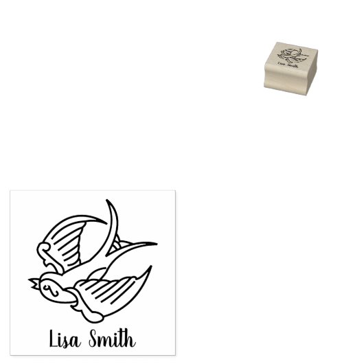 ブラックインク名前をカスタムするシグネチャーウッドプリントタトゥー ラバースタンプ (押印)