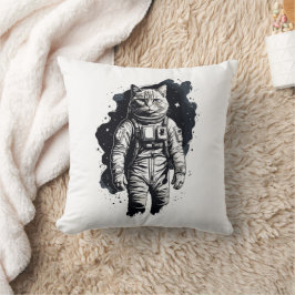 ブラックインク宇宙飛行士キャットデザイン クッション