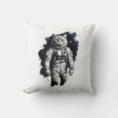 ブラックインク宇宙飛行士キャットデザイン クッション (正面)