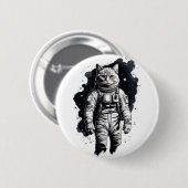 ブラックインク宇宙飛行士キャットデザイン 缶バッジ (正面&裏面)