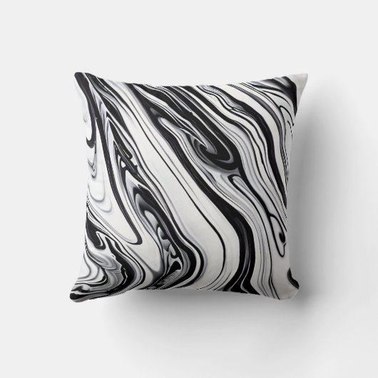 ブラックインク渦巻き大理石の枕 – タイムレスエレガンス クッション (裏面)