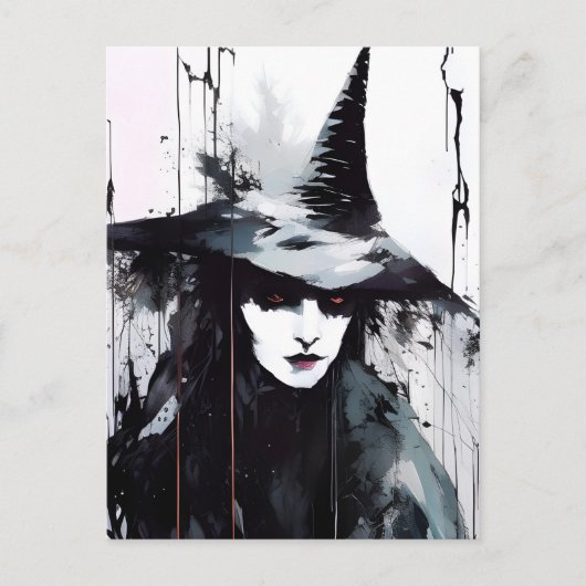 ブラックインク絵画の魔女 ポストカード (正面)