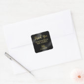 ブラックインク金ゴールド文字ありがとうスモールビジネスロゴ スクエアシール (封筒)