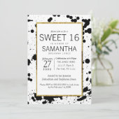 ブラックインク(ばちゃばちゃ)跳ねると金ゴールドスウィート16招待状 招待状 (スタンド正面)