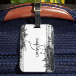 ブラックインク |ブラックウォーターカラー抽象芸術モノグラム ラゲッジタグ