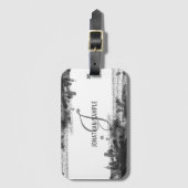 ブラックインク |ブラックウォーターカラー抽象芸術モノグラム ラゲッジタグ (正面縦)