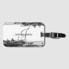 ブラックインク |ブラックウォーターカラー抽象芸術モノグラム ラゲッジタグ