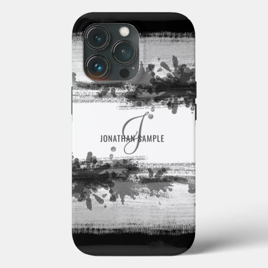 ブラックインク |ブラックウォーターカラー抽象芸術モノグラム Case-Mate iPhoneケース (裏面)