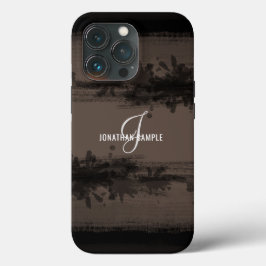 ブラックインク |ブラックウォーター色モノグラムブラウン iPhone 13 PROケース