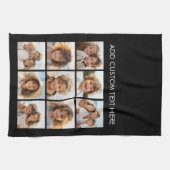 ブラックインスタグラムフォトコラージュと9つの正方形の写真 キッチンタオル (横)