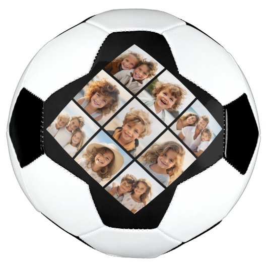 ブラックインスタグラムフォトコラージュと9つの正方形の写真 サッカーボール (回転)