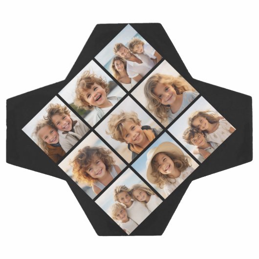 ブラックインスタグラムフォトコラージュと9つの正方形の写真 サッカーボール (フラット)