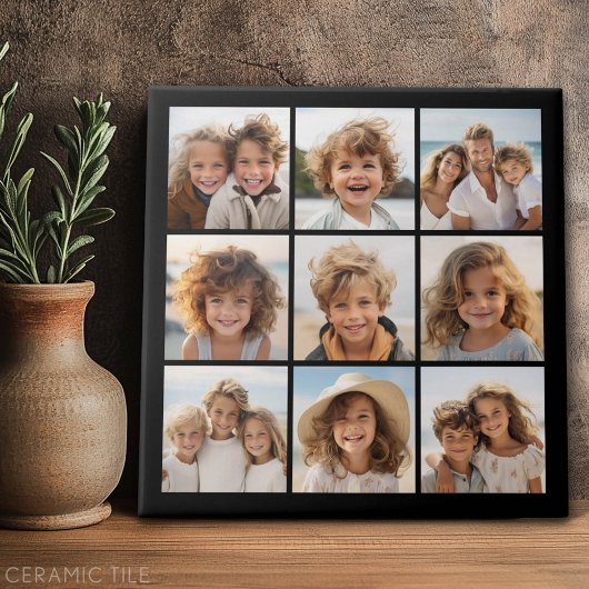 ブラックインスタグラムフォトコラージュと9つの正方形の写真 タイル