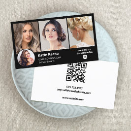 ブラックインスタグラム3フォトソーシャルメディアQR 名刺