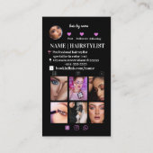 ブラックインスタグラムQRコードヘアスタイリストソーシャルメディア 名刺 (裏面)