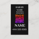 ブラックインスタグラムQRコードヘアスタイリストソーシャルメディア 名刺 (正面)