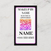 ブラックインスタグラムQRcodeメイクアップアーティストソーシャルメディア 名刺 (正面)