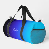 ブラックインディゴとアクアブルーのグラデーション ダッフルバッグ (右コーナー)