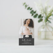 ブラックインフルエンサーのコンテンツ作成者の写真QRコード 名刺 (スタンド正面)