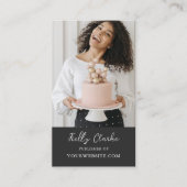 ブラックインフルエンサーのコンテンツ作成者の写真QRコード 名刺 (正面)