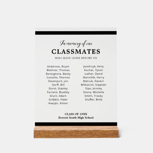 ブラックインメモリ我々のクラスメート懇親会メモリアル アクリルサイン (正面)