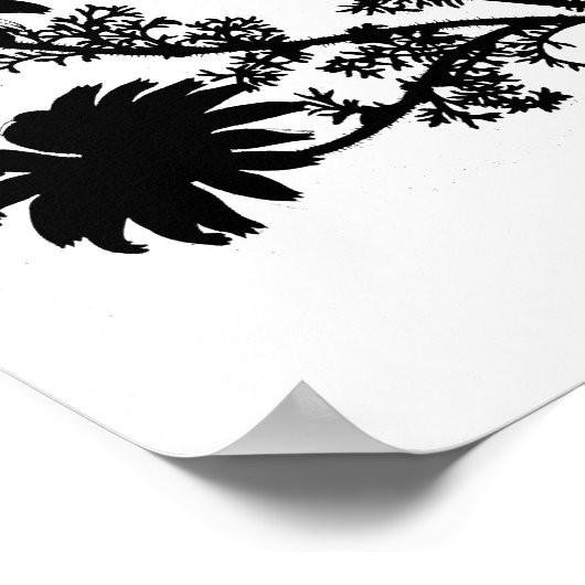 ブラックインモダンク抽象芸術ワイルドフラワーデイジーアート ポスター (角)