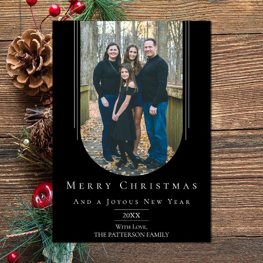 ブラックインモダンテッドボホアーチホリデーフォトカード シーズンカード