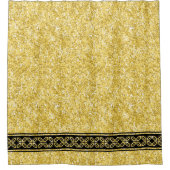 ブラックイースタン縁どオン金ゴールドグリッター シャワーカーテン (正面)