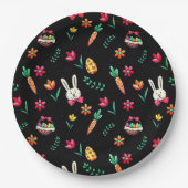 ブラックイースターパターン紙プレート ペーパープレート (正面)