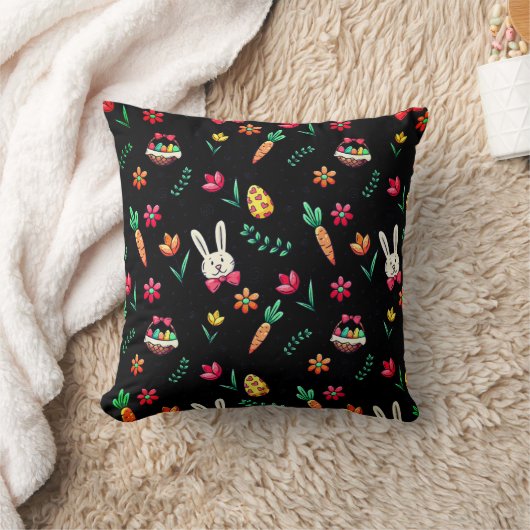 ブラックイースターパターン装飾用クッション クッション (ブランケット)