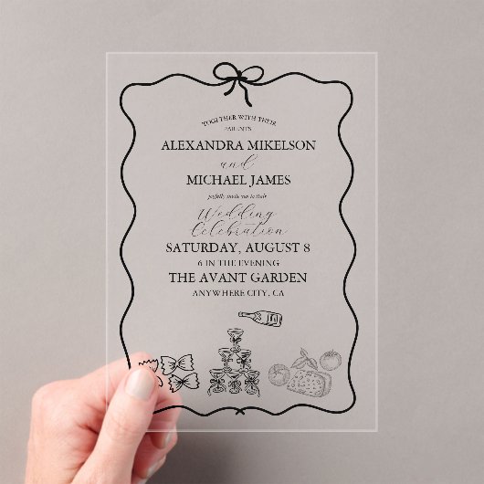 ブラックウお洒落ェイイタリアン・ド結婚ール アクリル招待状 (インサイチュ (ポータブル))