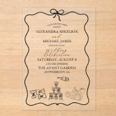 ブラックウお洒落ェイイタリアン・ド結婚ール アクリル招待状 (正面)