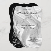 ブラックウィズシルバーオンシャンパンシルクブライダルシャワー 招待状 (正面/裏面)