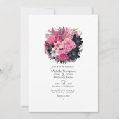 ブラックウィズソフトピンクスフローラ春の結婚式 招待状 (正面)