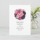 ブラックウィズソフトピンクスフローラ春の結婚式 招待状 (スタンド正面)