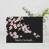 ブラックウィズピンクアンドグリーンさくらんぼブロッサム桜 招待状 (スタンド正面)