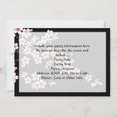 ブラックウィズピンクアンドグリーンさくらんぼブロッサム桜 招待状 (裏面)